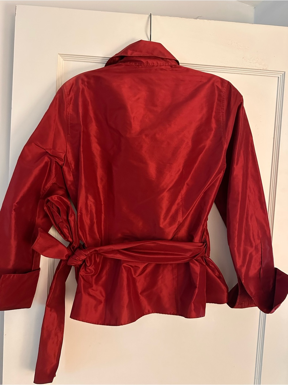 Ann Taylor Red Silk Wrap Blouse - Picture 2 of 8